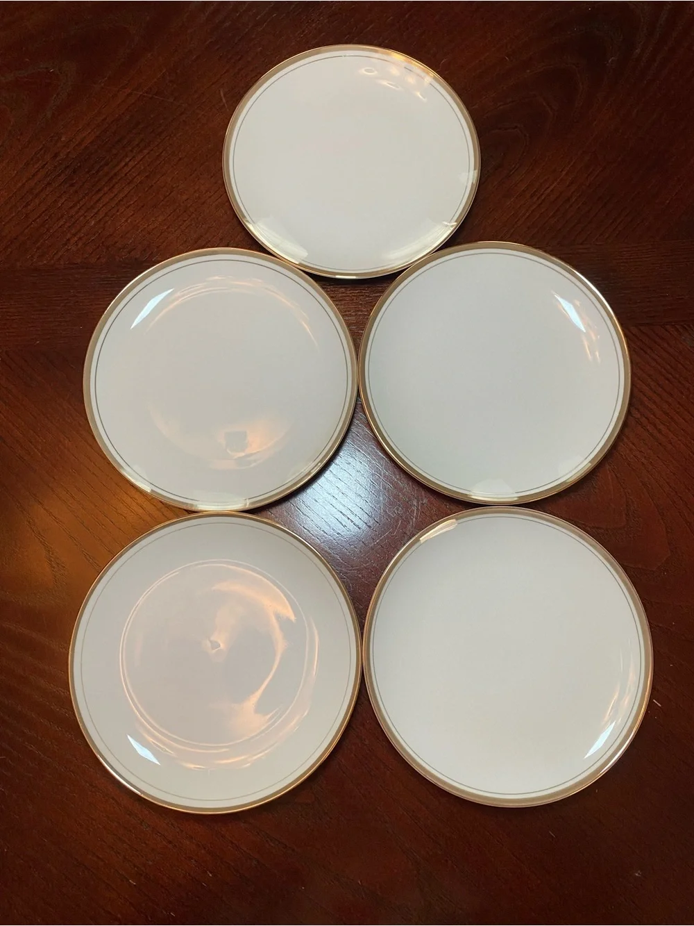 Royalton China Co Classic White Bread Plates with Gold Rim Set of 5